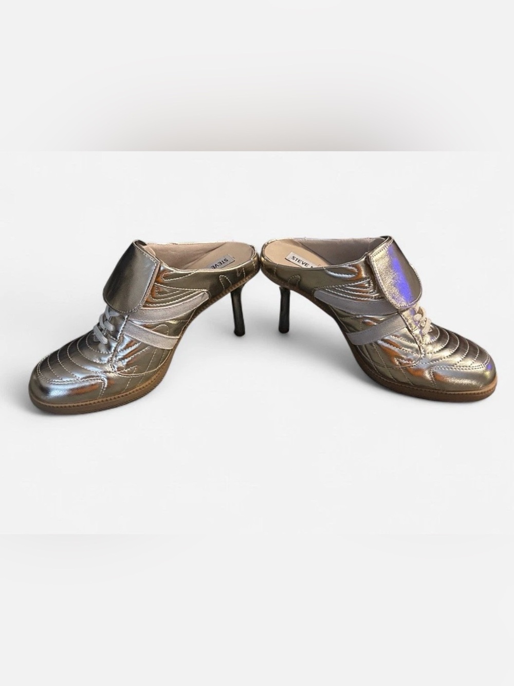 Steve Madden Gold Metallic Slip-On Mule Heels